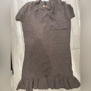 BCBGMAXAZRIA DARKJAVA WOOL RIBBED RUFFLE SWEATER DRESS  SIZE. S